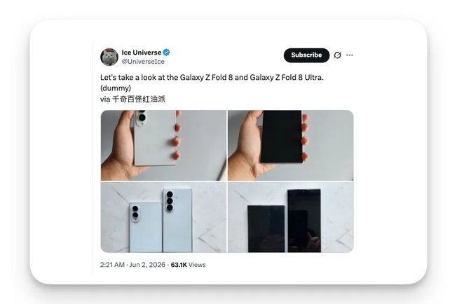 Galaxy Z Fold 8 Images Reshared