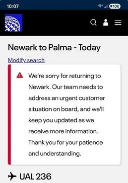 Apology message from UAL to affected passengers