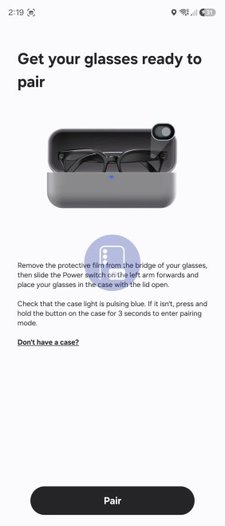 Screenshots from the Samsung Galaxy Glasses Manager app