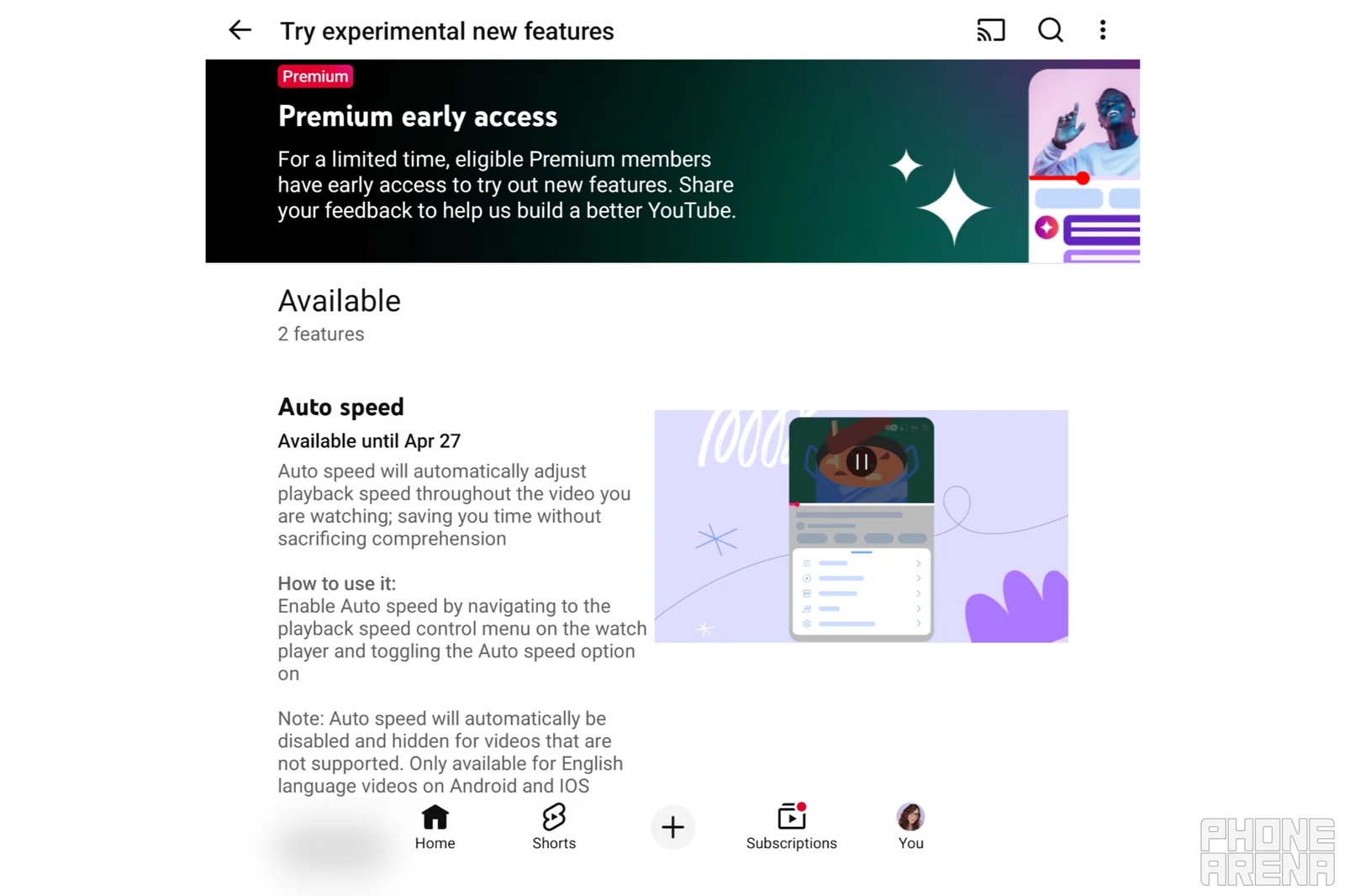 YouTube Auto Speed Feature