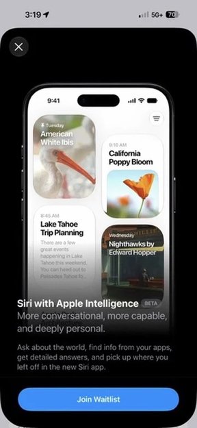 Siri AI Waitlist Notification