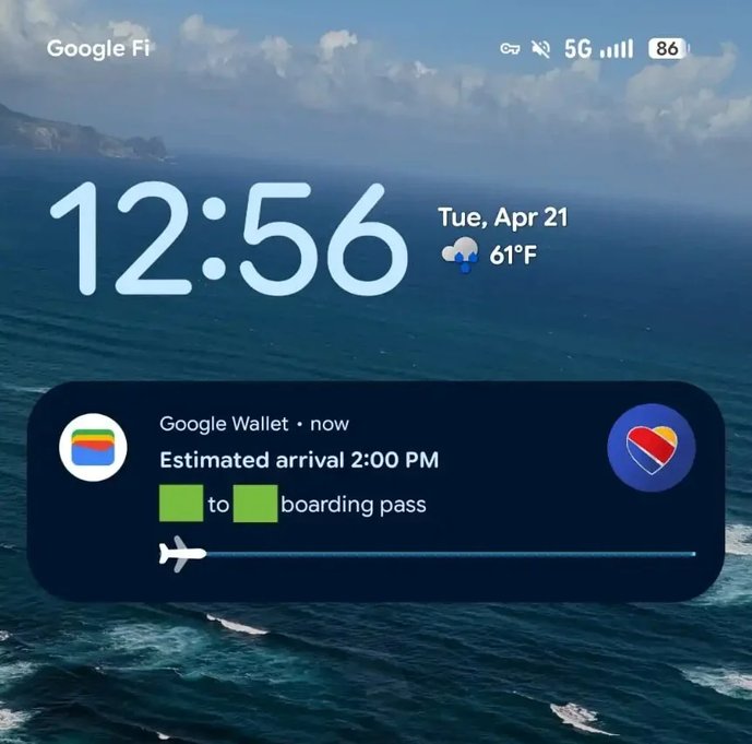 Google Flight showing live flight status