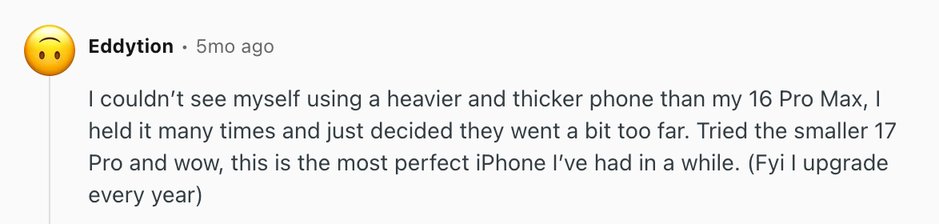 User opinion on iPhone size.
