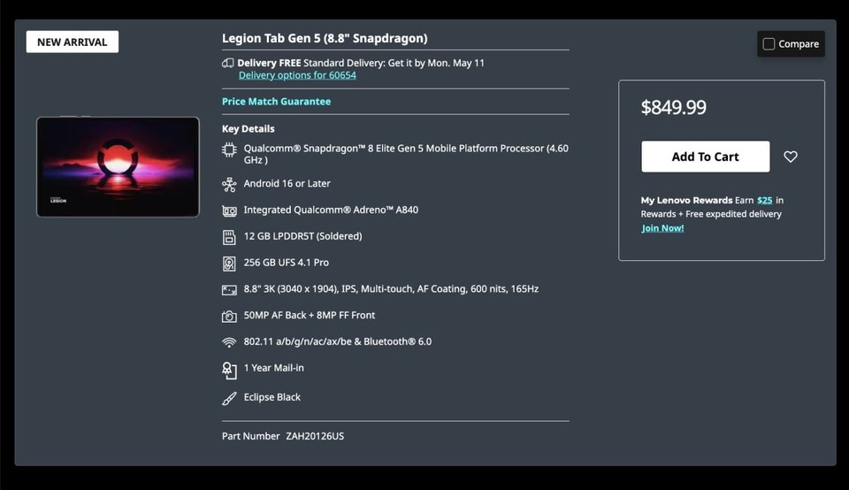 Lenovo Legion Tab Gen 5 lands in the US