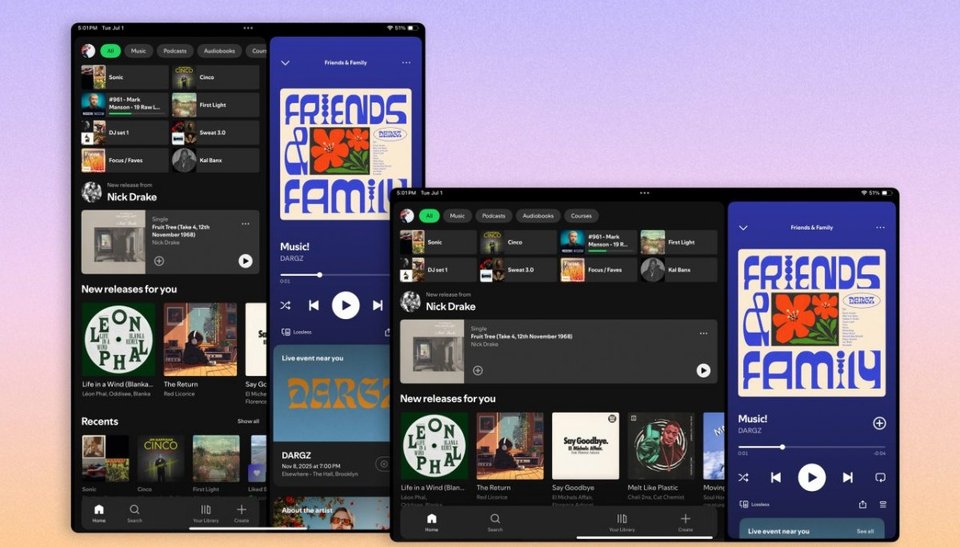 Spotify redesigned tablet app