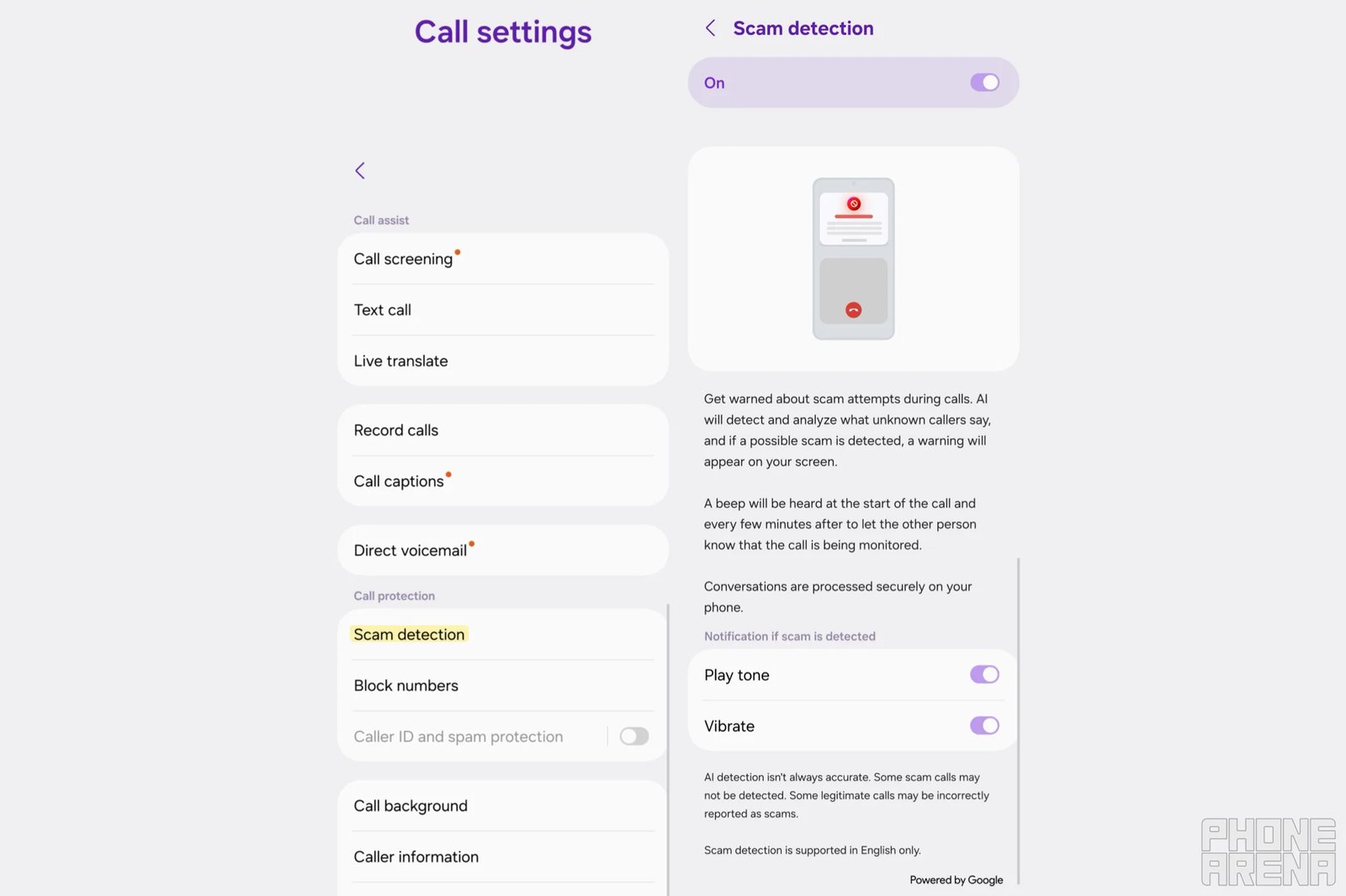 Samsung Galaxy S26 Ultra Scam Detection setting