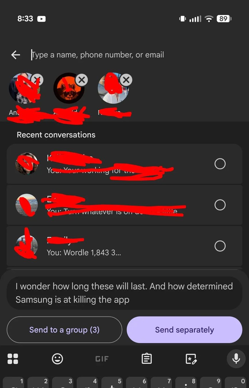 New sharing menu in Google Messages