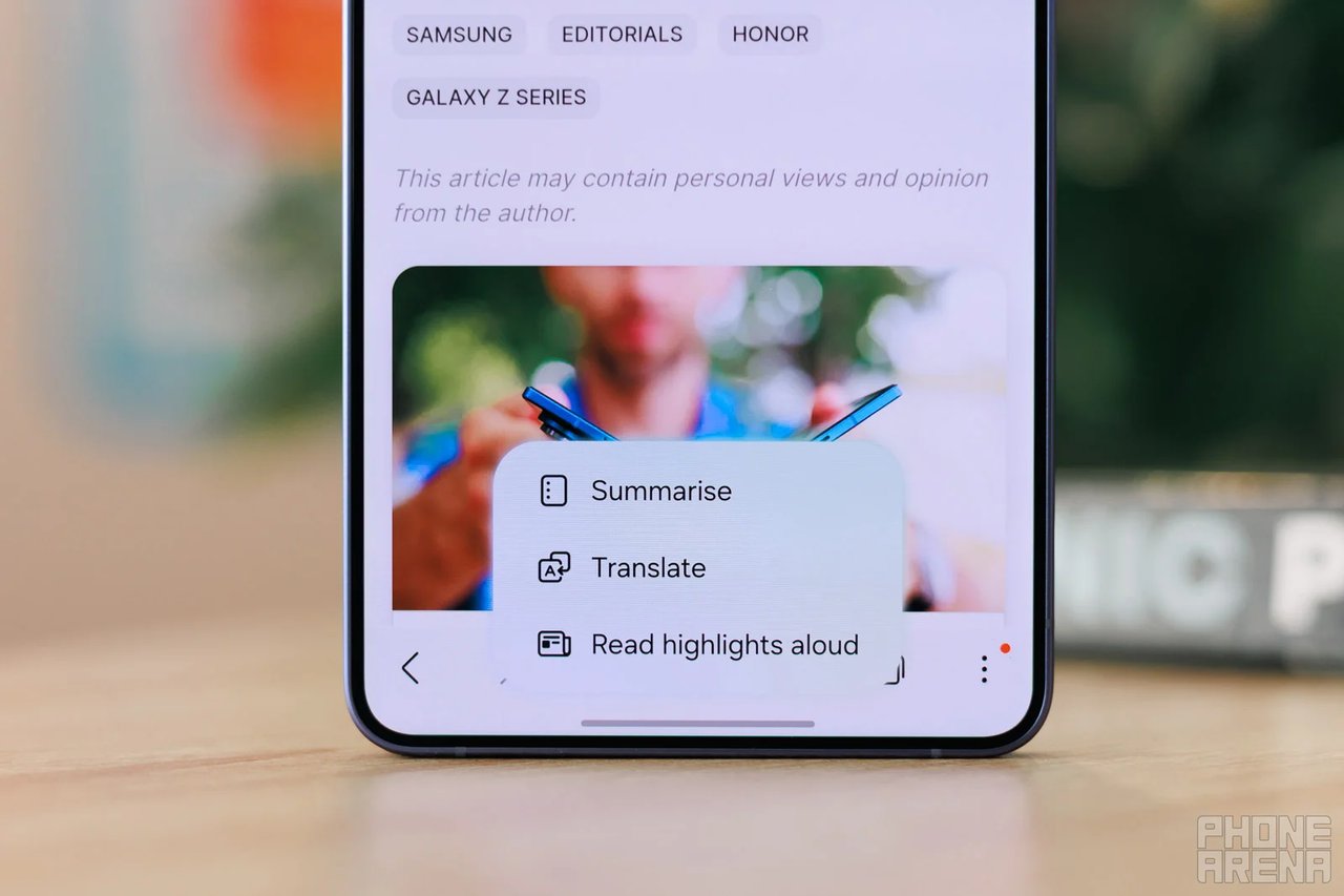 The Galaxy S26 Ultra with AI features