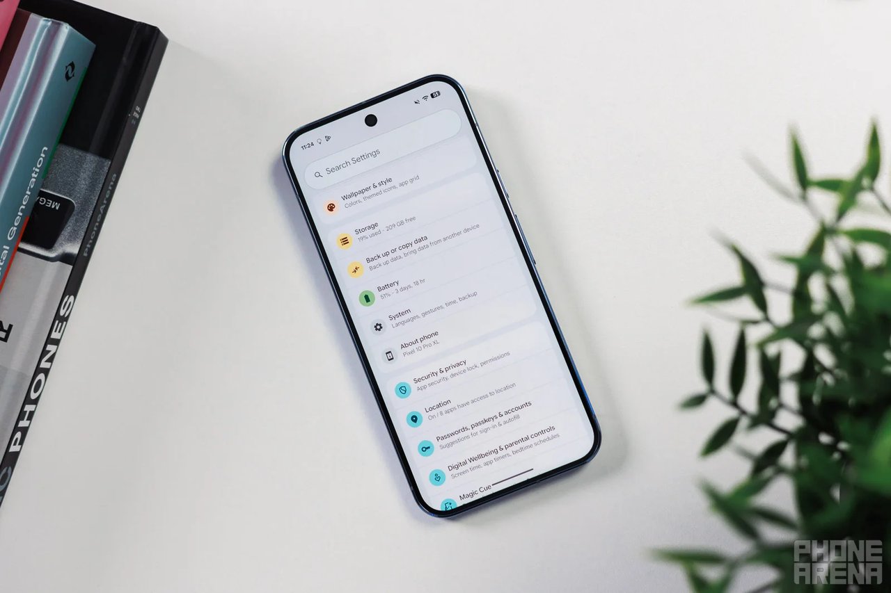 Google Pixel settings menu