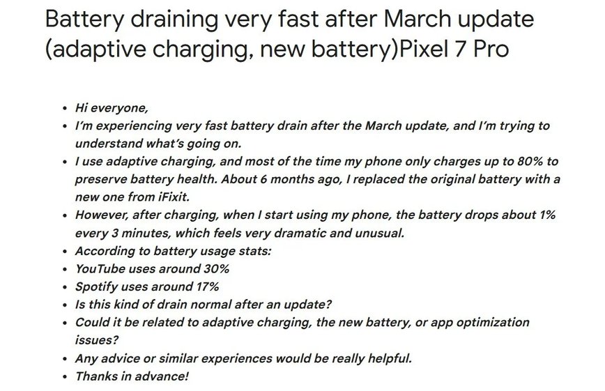 Battery drain complaint