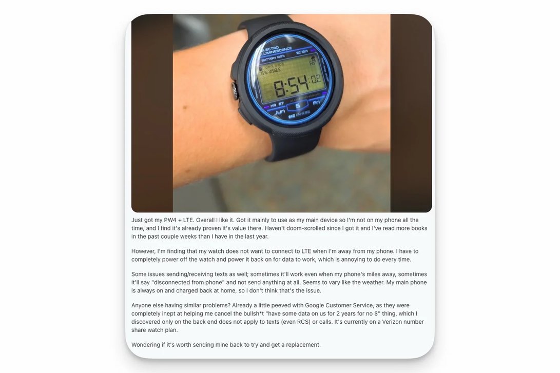 Pixel Watch 4 owner reports connectivity issues.