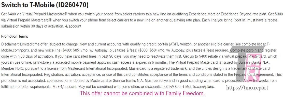 T-Mobile's Offer for Switchers