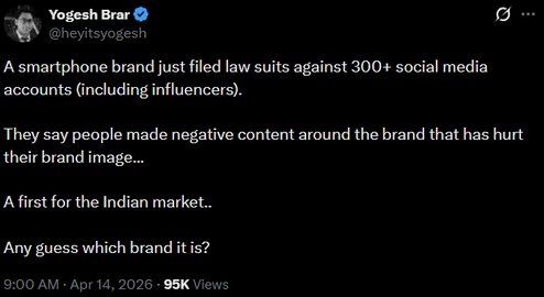 Yogesh Brar's post on X