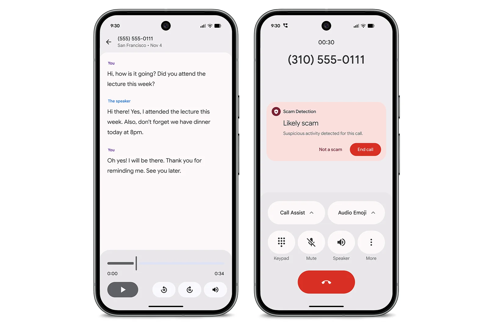 Scam Detection feature