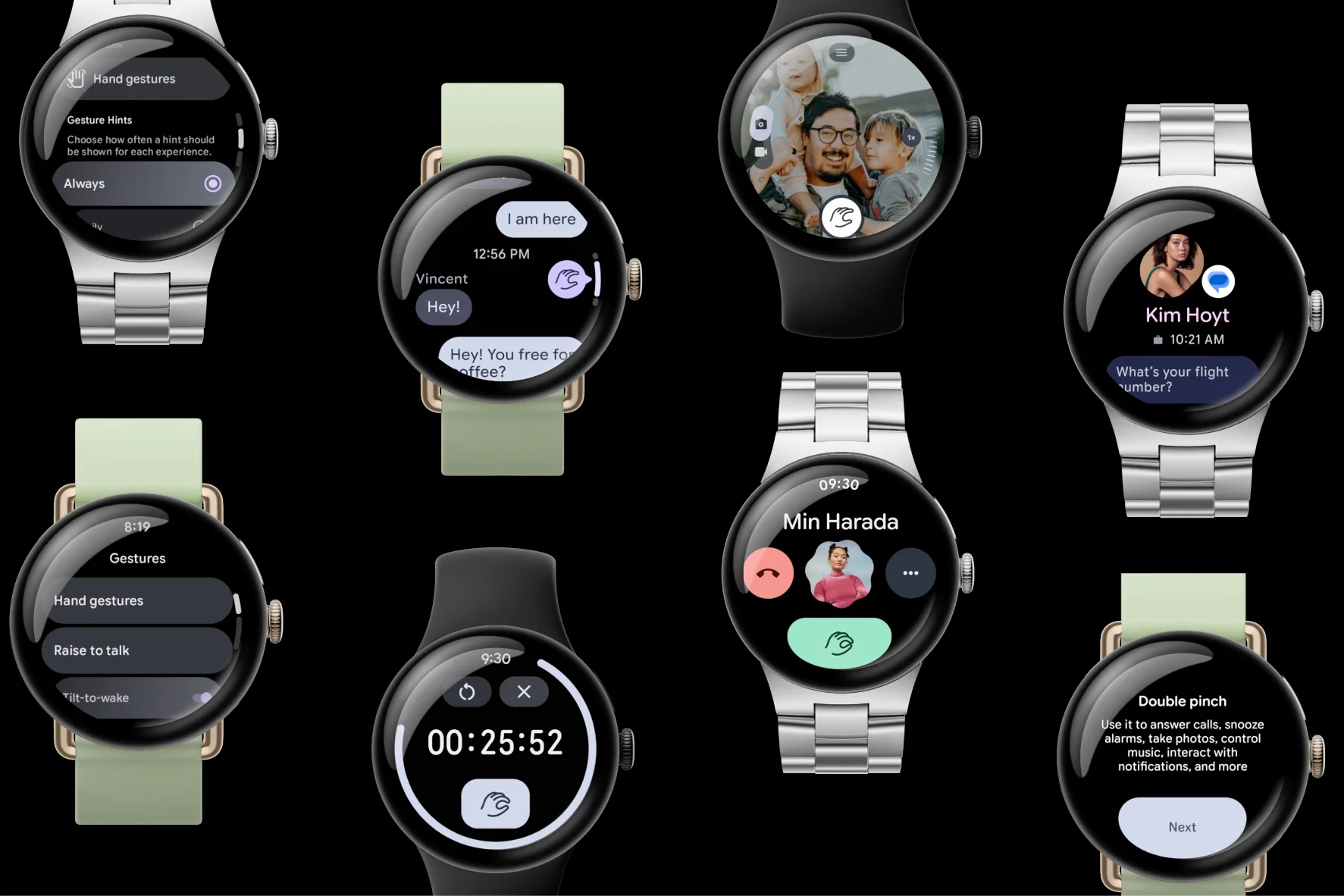 One-handed gestures on Pixel Watch