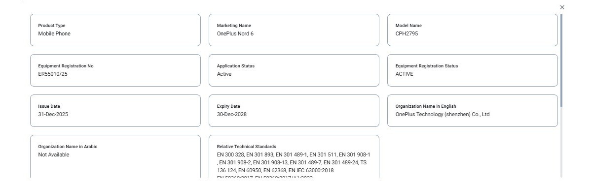 OnePlus Nord 6 is coming soon, global certifications reveal