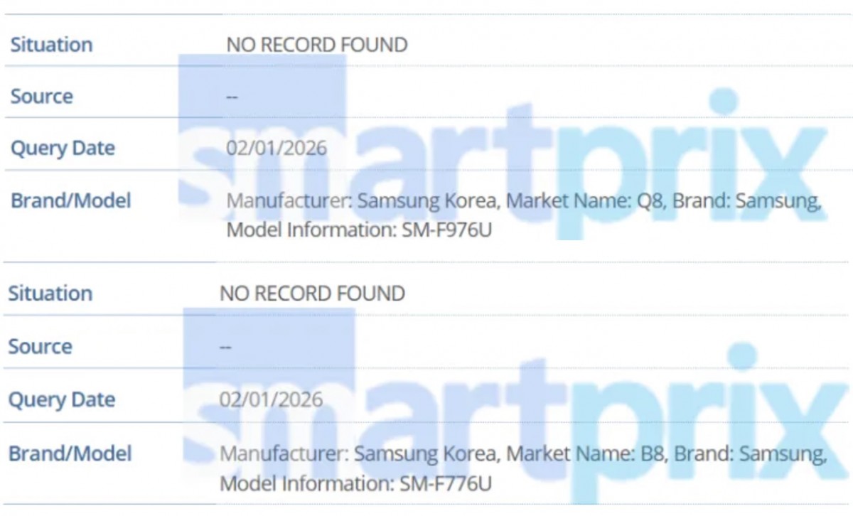Samsung Galaxy Z Fold8, Z Flip8 and a new third model spotted on IMEI database
