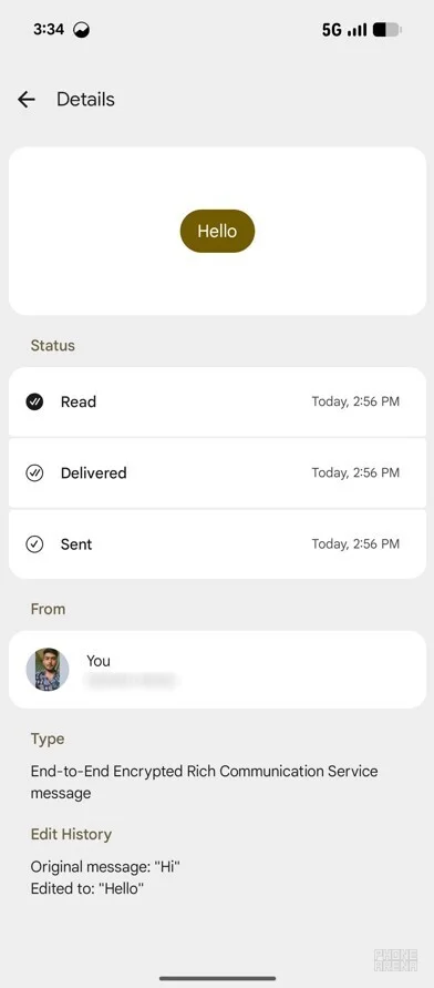 Edit History option in Google Messages
