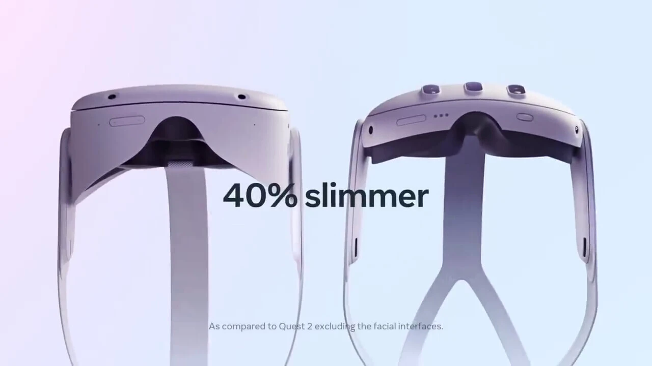 Official Quest 2 vs Quest 3 image, showing how much thinner the newer headset is - Quest 3 vs Quest 2: Should you wait for Meta's next VR headset?
