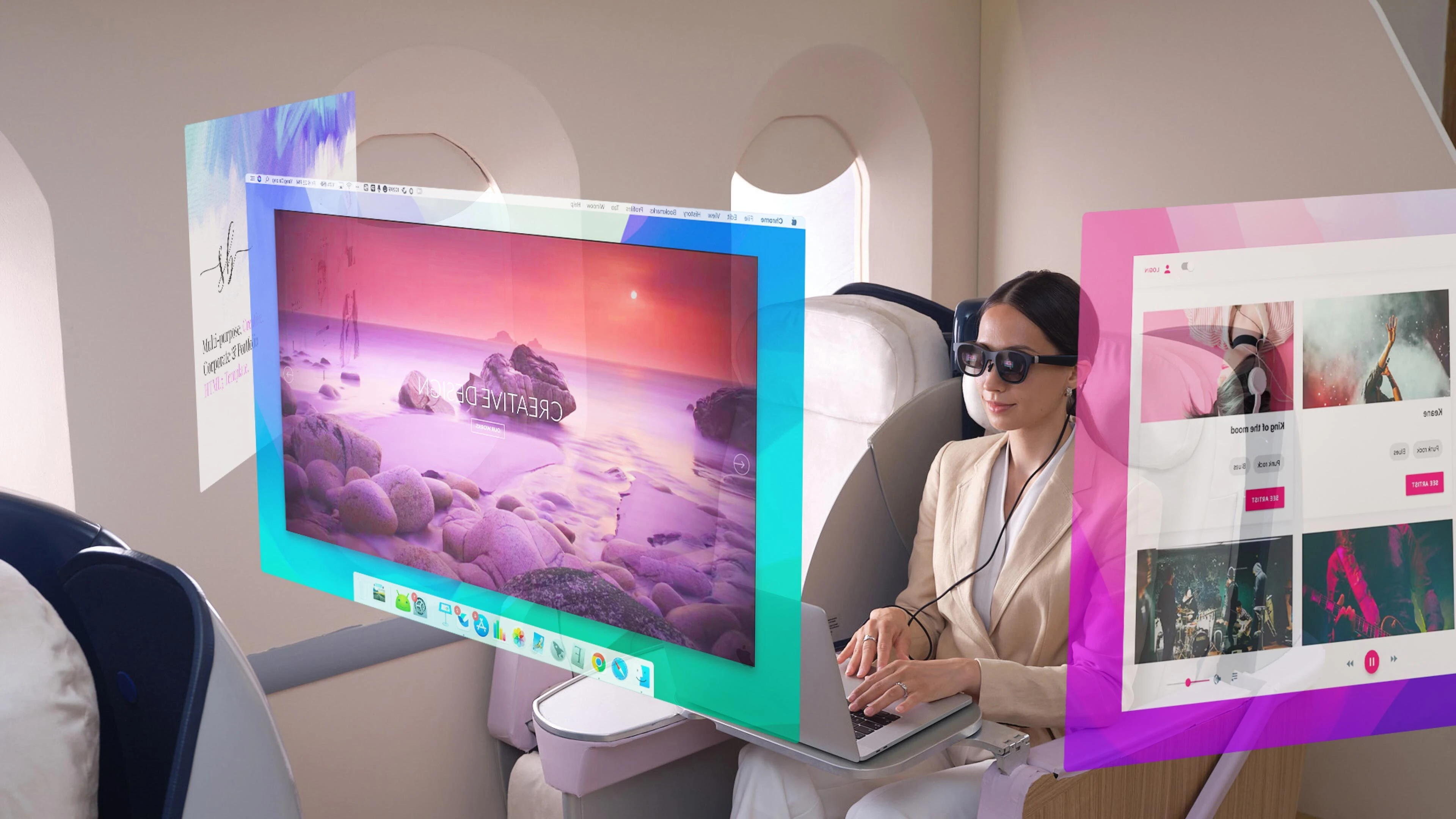 The Xreal Air can display up to three virtual screens when connected to a Mac that's running the Nebula app - Xreal Air review: Experiencing our bright AR future, today