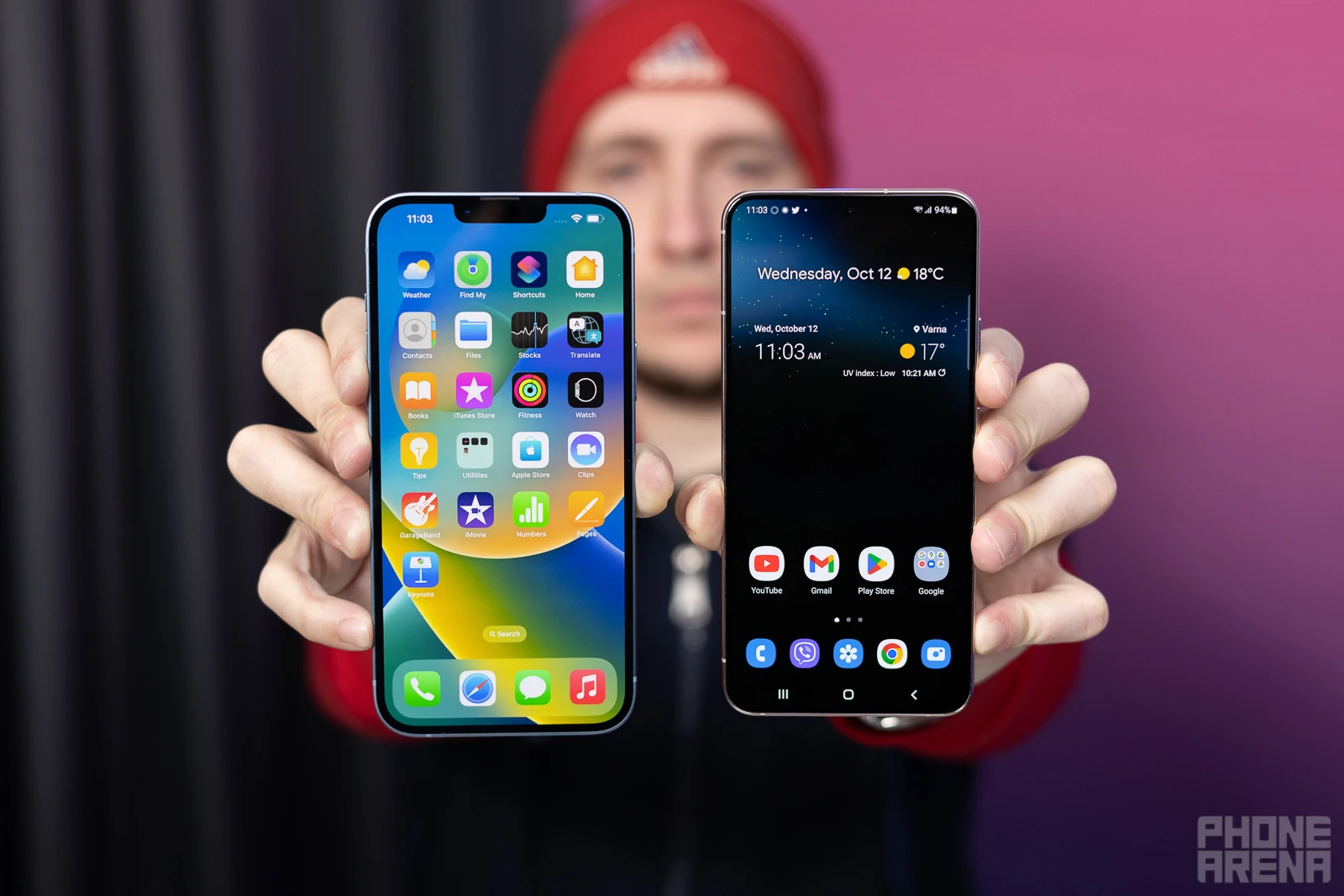 (Image credit - PhoneArena) iPhone 14 Plus and Galaxy S22+ software - iPhone 14 Plus vs Galaxy S22+