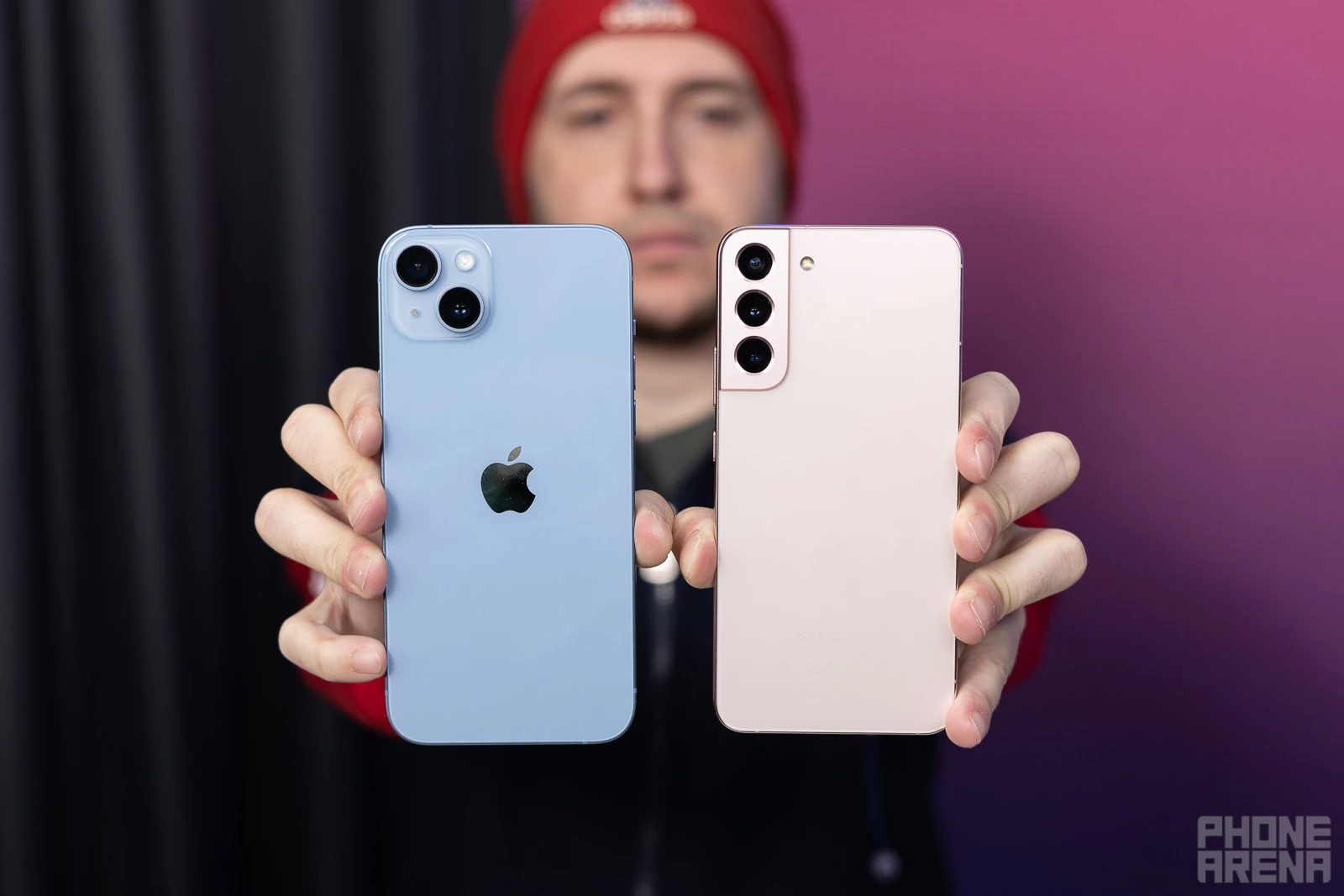 (Image credit - PhoneArena) Samsung Galaxy S22+ vs iPhone 14 Plus - iPhone 14 Plus vs Galaxy S22+