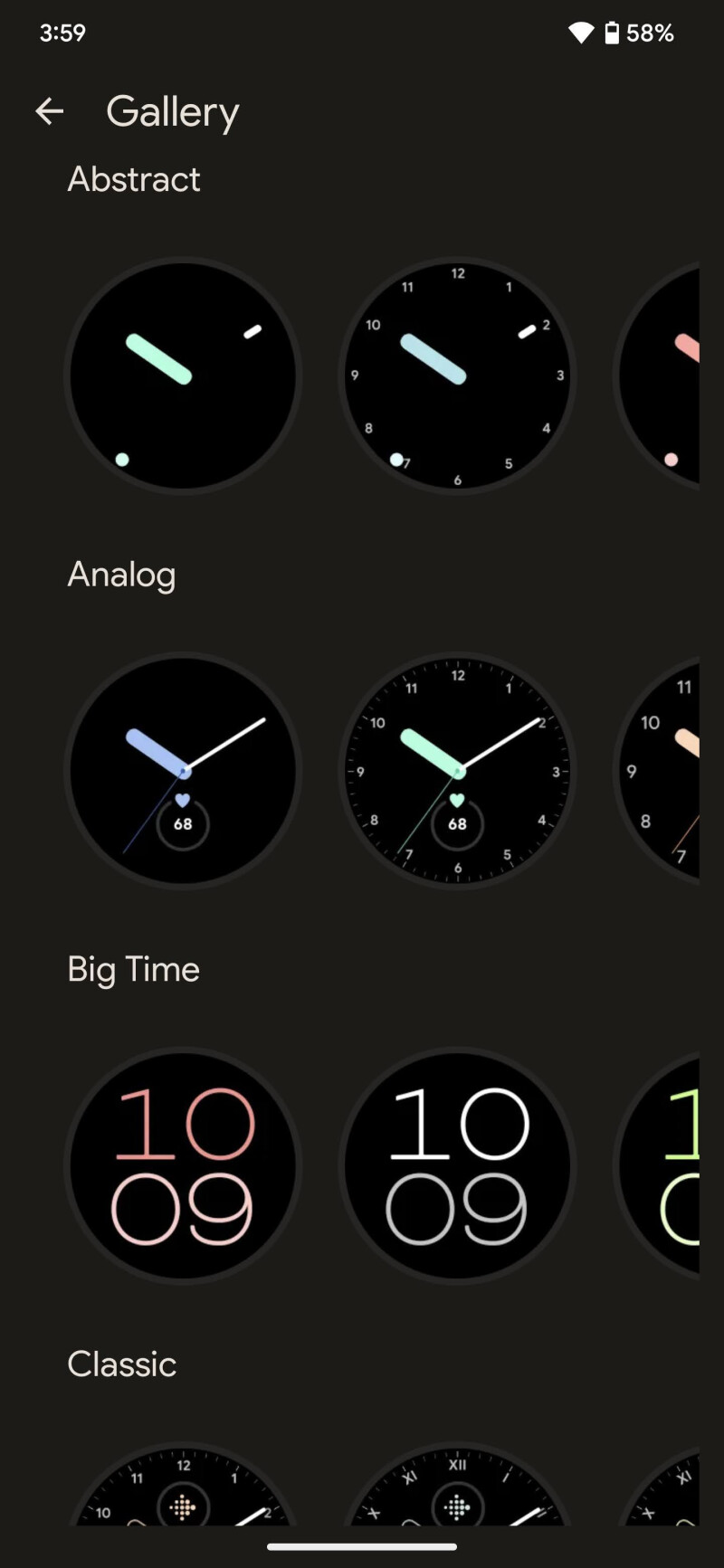 Watch app watchfaces