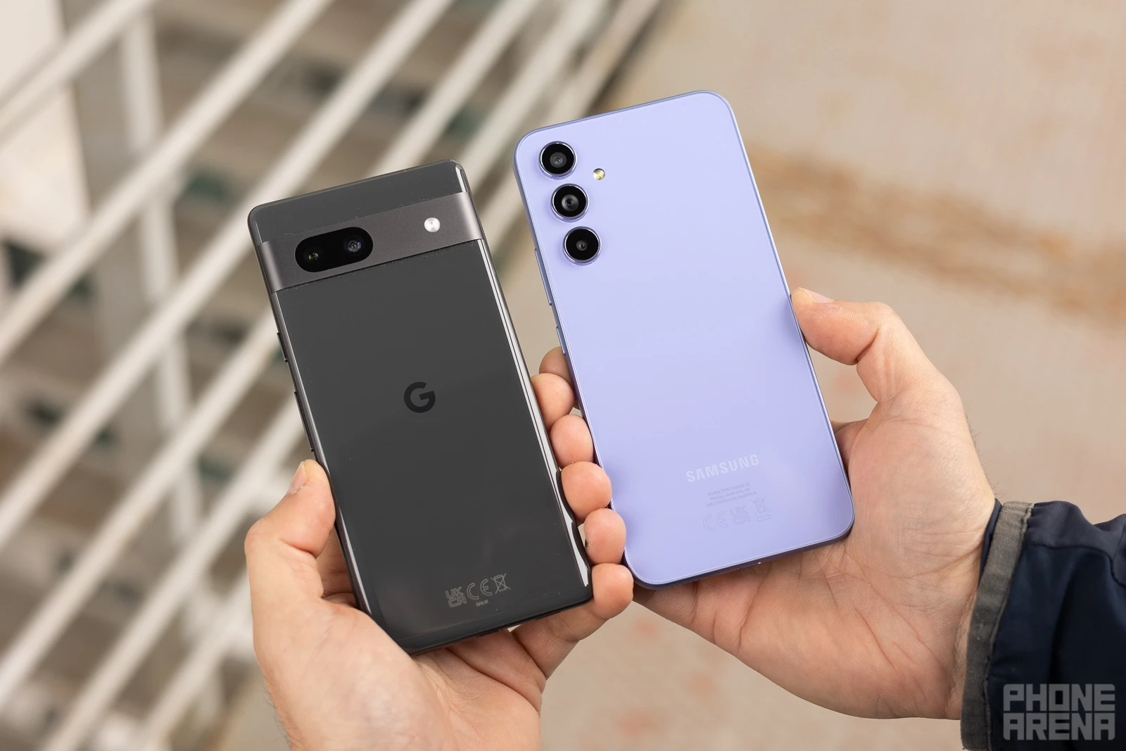 (Image Credit - PhoneArena) Pixel 7a on the left, Galaxy A54 5G on the right - Samsung Galaxy A54 5G vs Google Pixel 7a: Android's finest mid-range phones