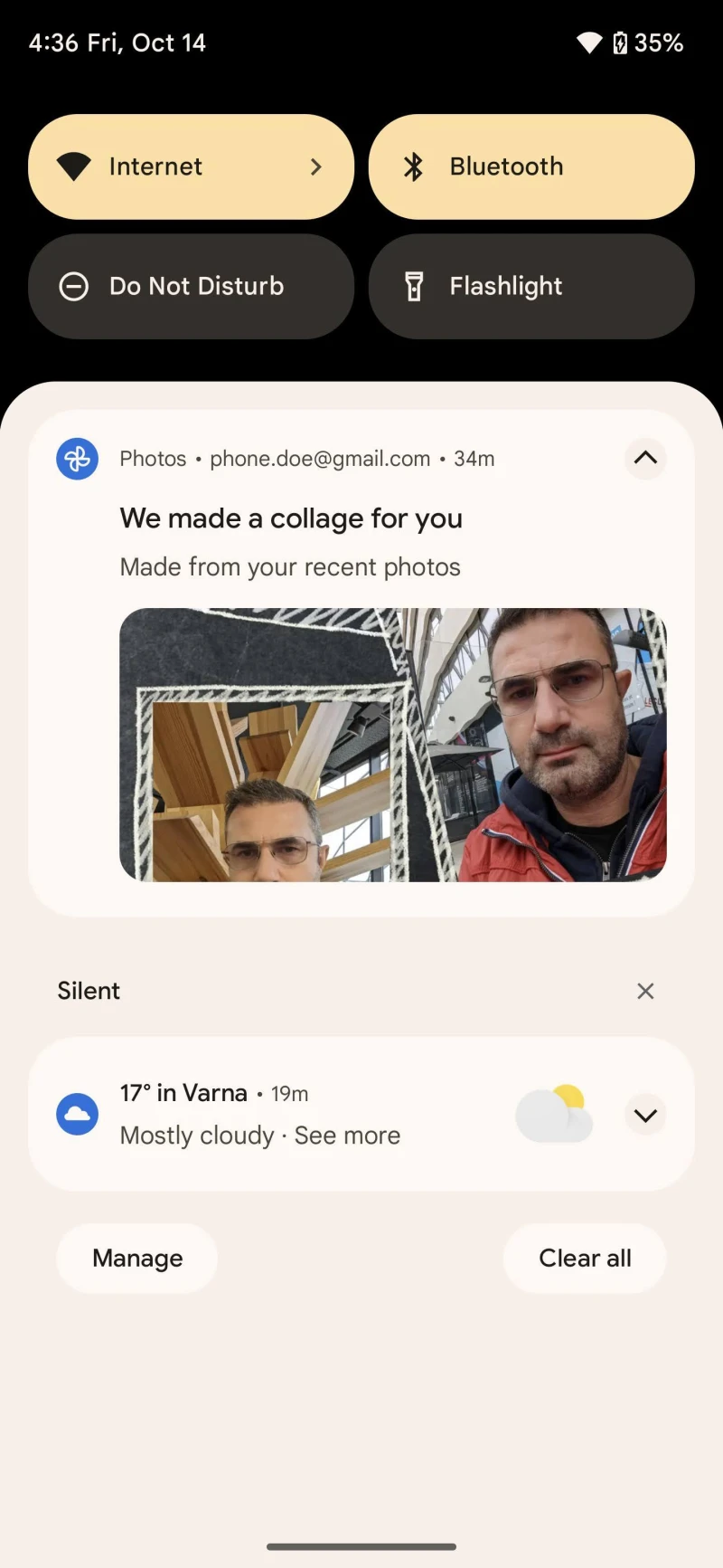 Notification dropdown