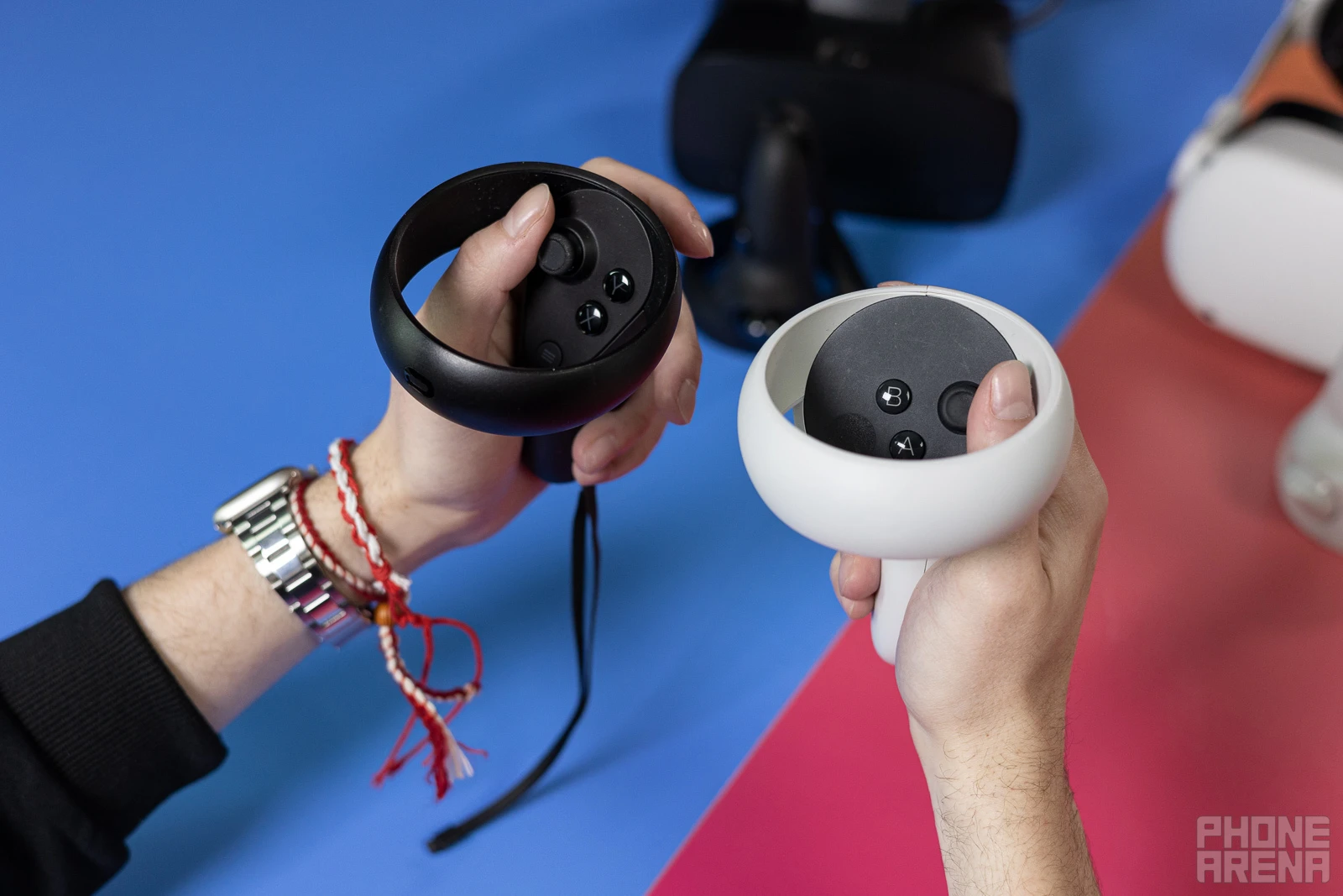 (Image Credit - PhoneArena) A Rift S controller (left) and Quest 2 controller (right) - Meta Quest 2 vs Oculus Rift S: Which one should you buy? The standalone VR headset or the PCVR-only