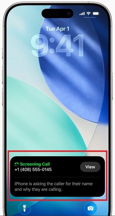 Call Screening feature on iPhone