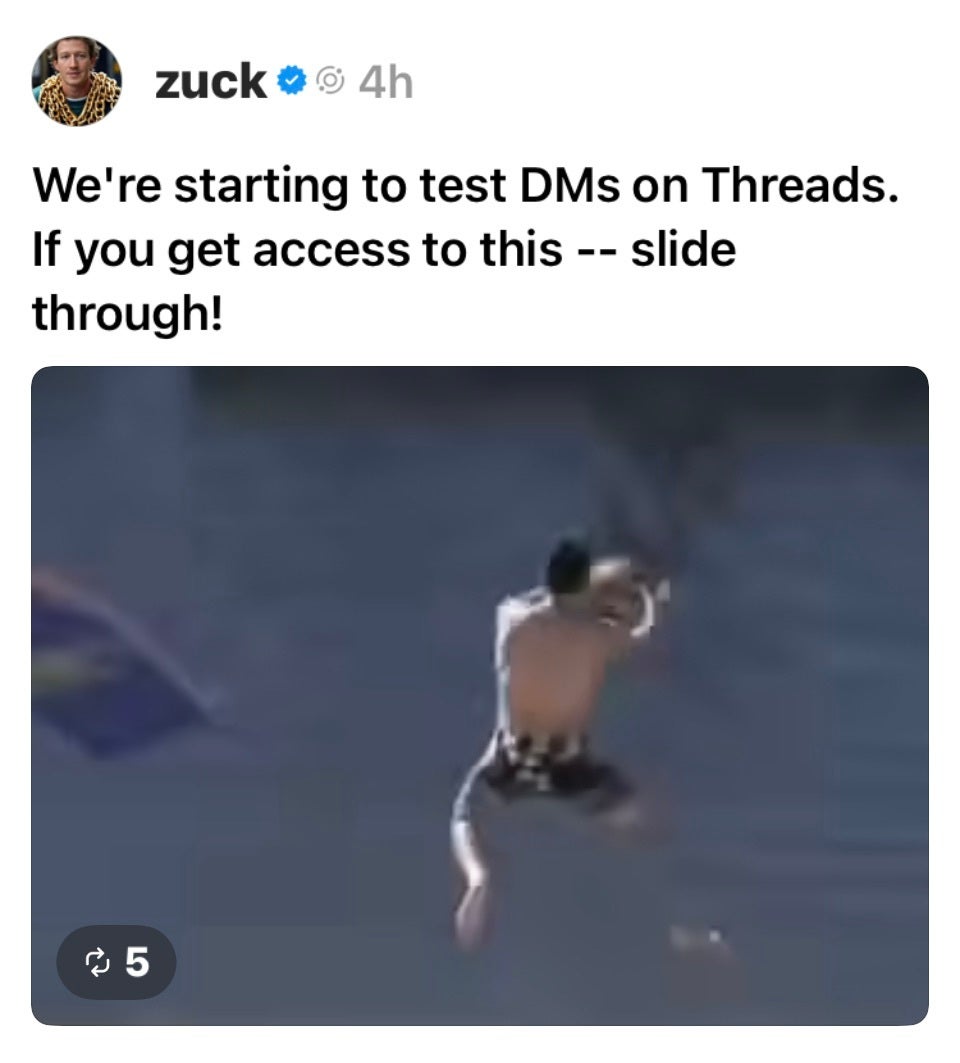 Mark Zuckerberg confirms that DMs are coming to Threads.