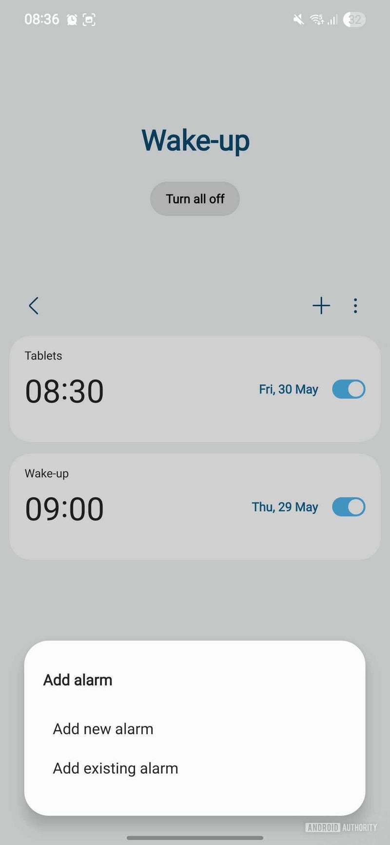 Alarm group example