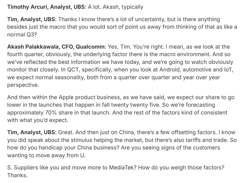 Transcript from Qualcomm's earnings call