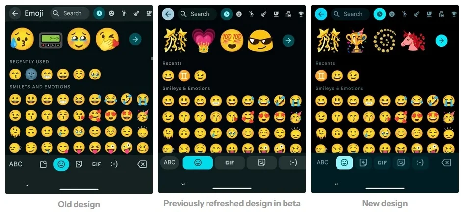 Comparison of Gboard UI changes
