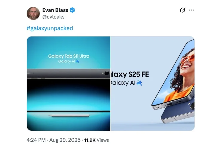 Leaked promotional images of the Galaxy Tab S11 Ultra and Galaxy S25 FE