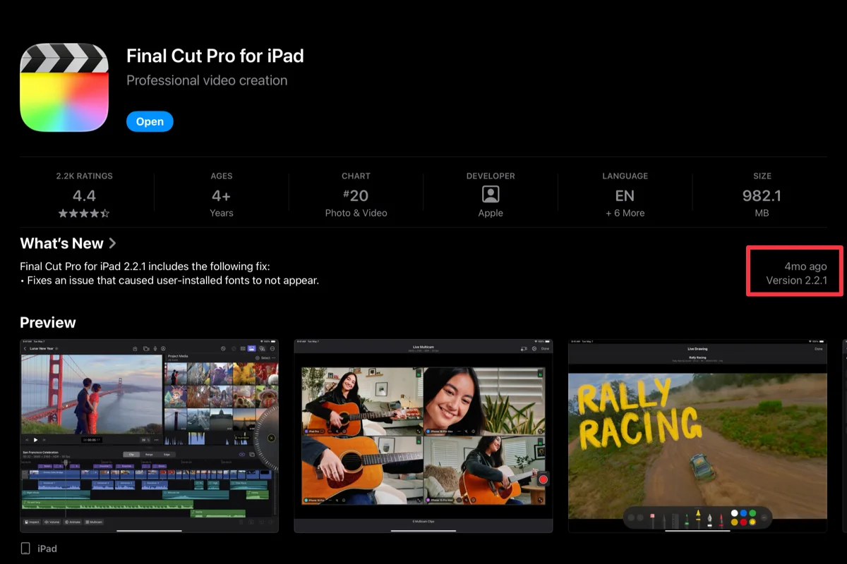 Final Cut Camera update