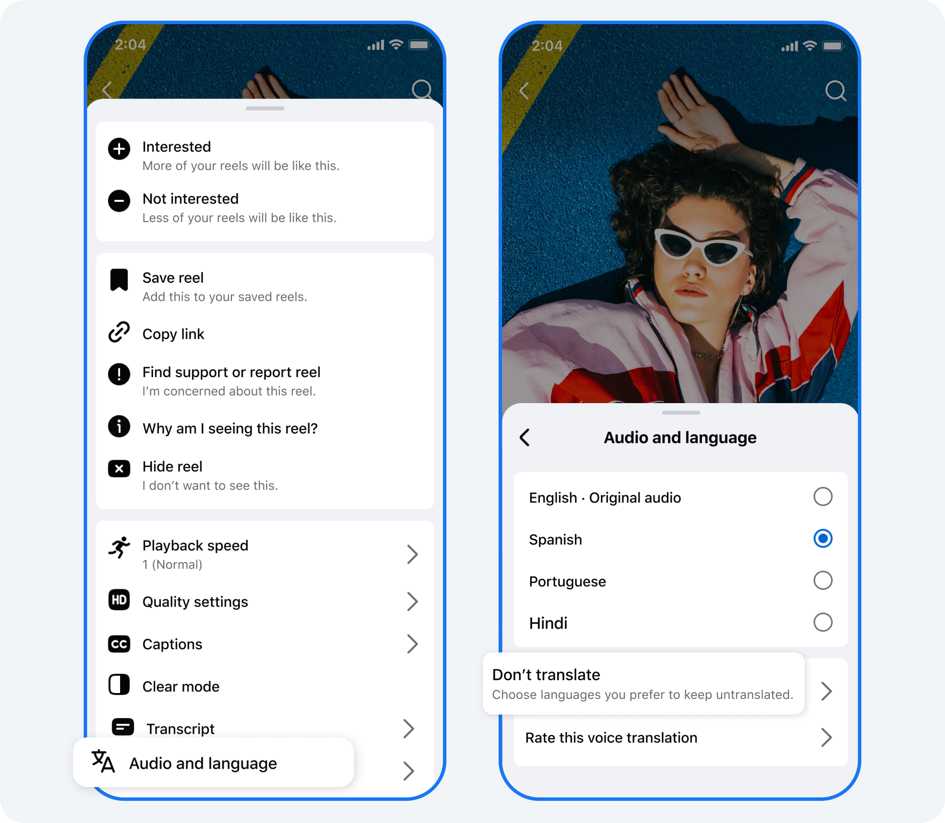 Skip Reel translation feature