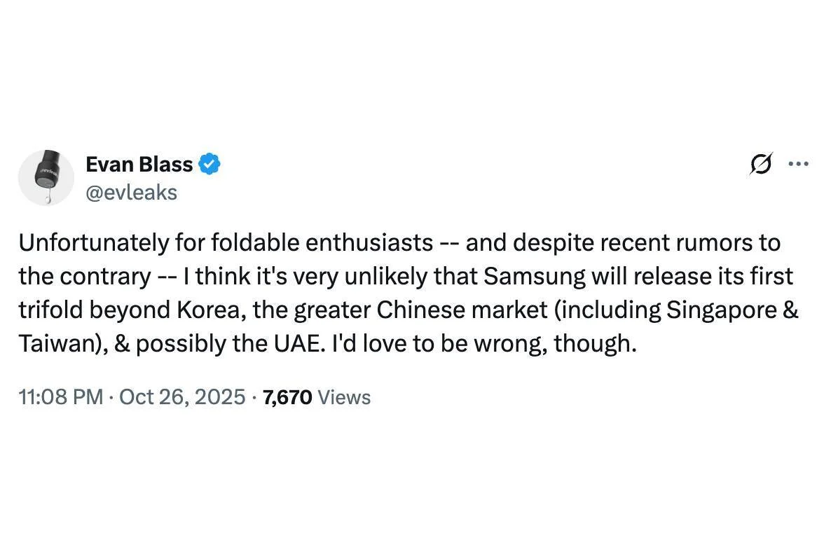 Samsung Galaxy TriFold Launch Markets Revealed, Limited Availability