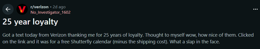 Verizon Anniversary Calendar