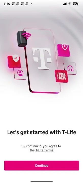 Screenshot of T-Life app interface