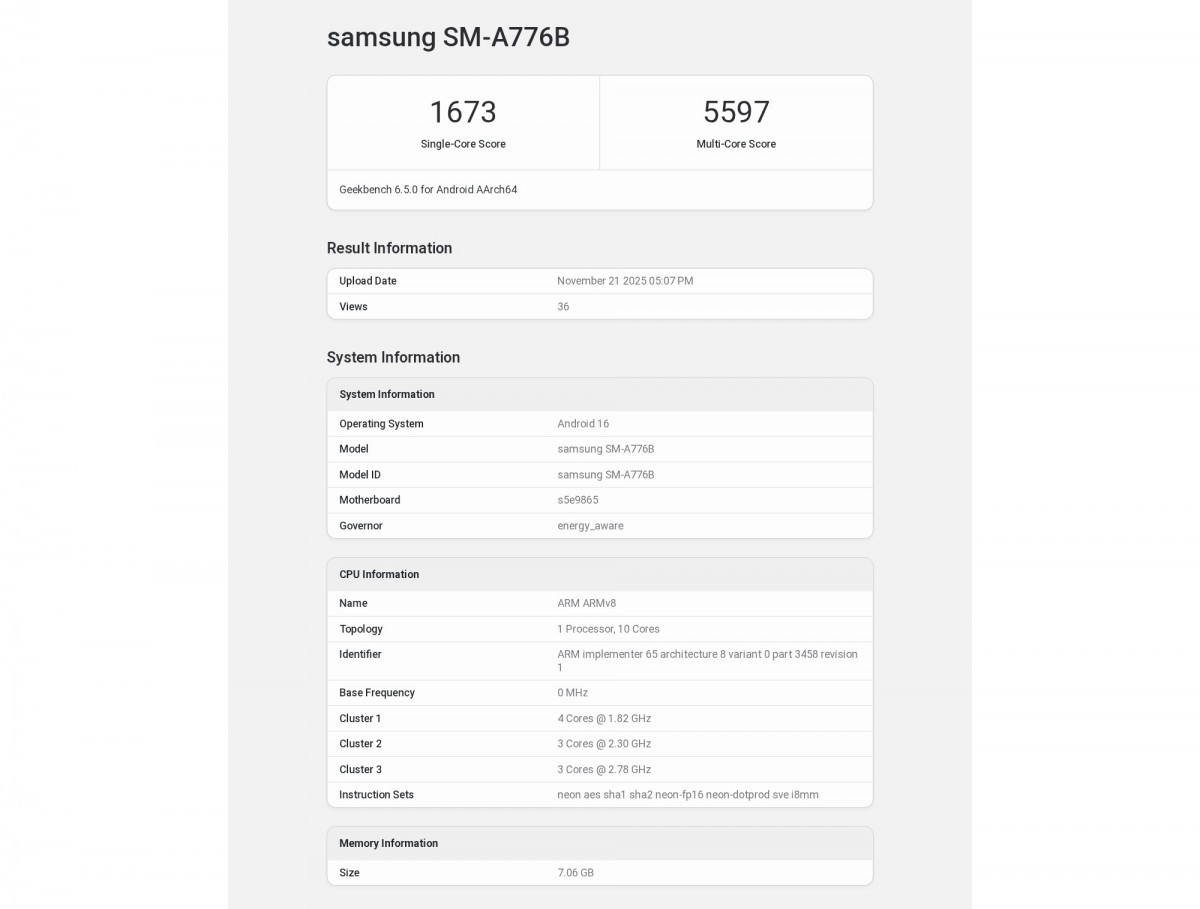 Samsung Galaxy A77 Spotted on Geekbench, Hints at Midrange Exynos Chipset  