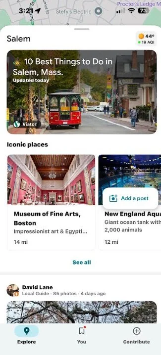 Google Maps new Explore tab