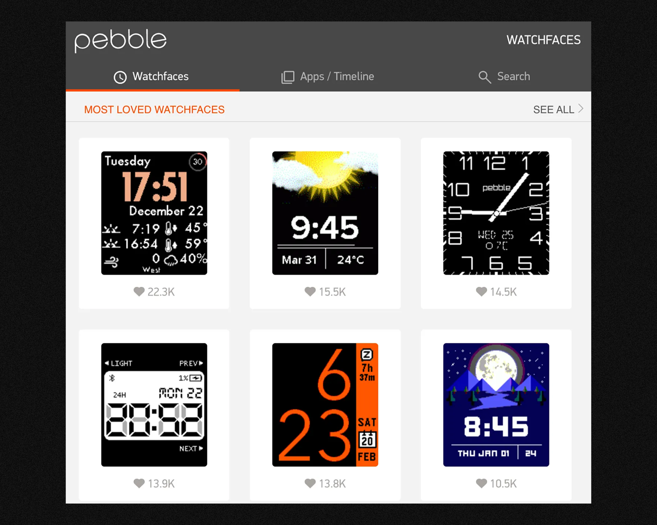 The Pebble App Store maintained by Rebble