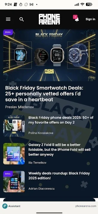 Comet Browser displaying PhoneArena homepage