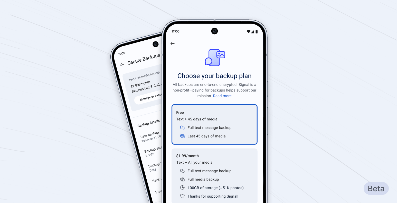 Signal's chat backup feature on iOS