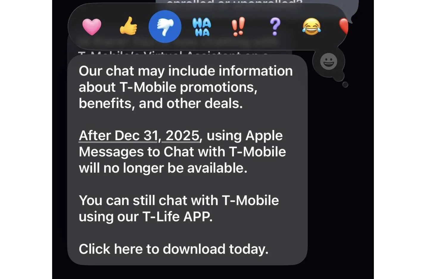 T-Mobile customer communication interface