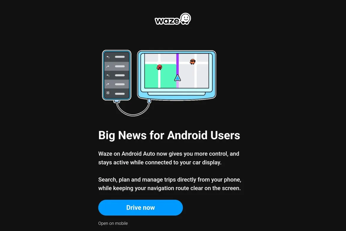 Android Auto notification for Waze feature availability
