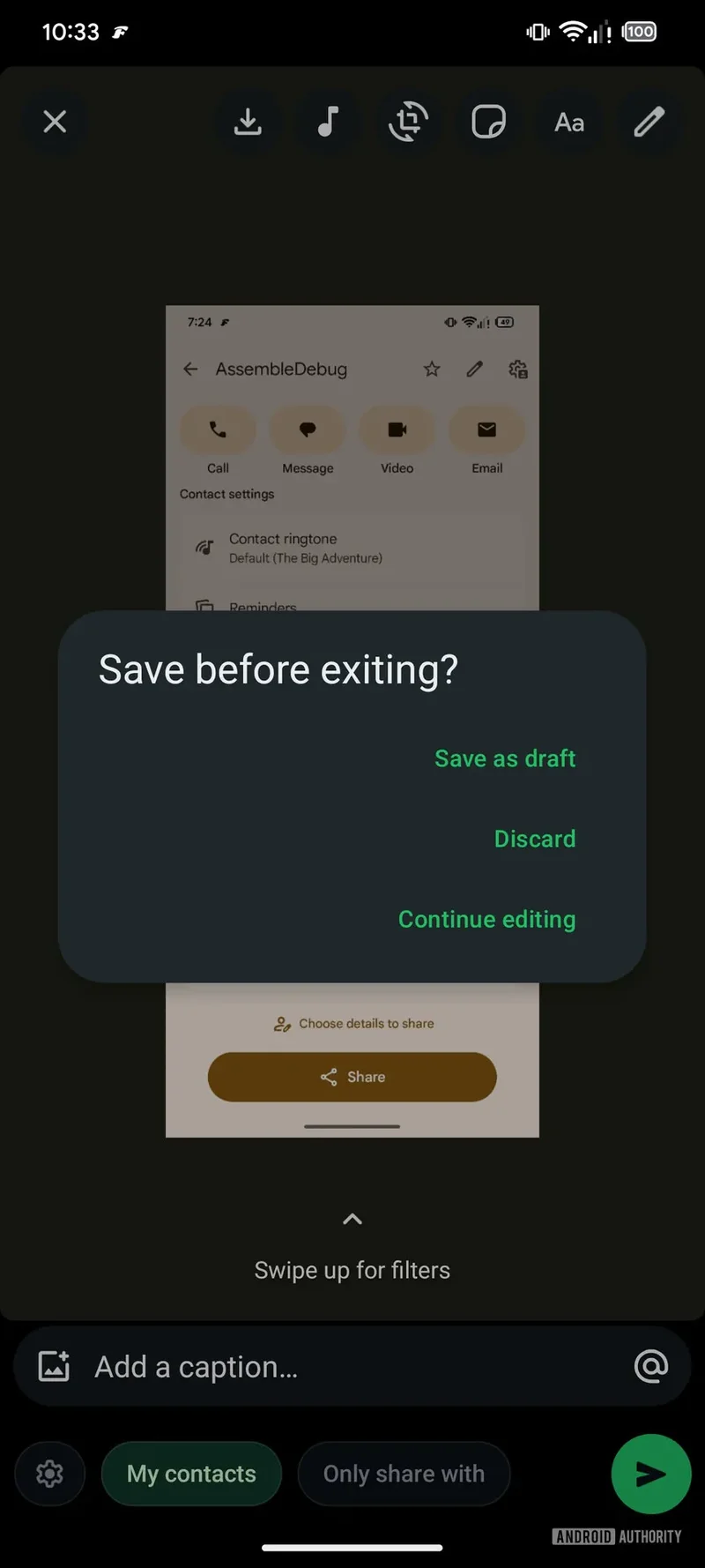 WhatsApp Status Draft Interface