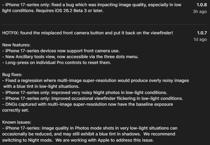 Project Indigo camera features